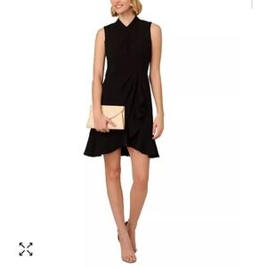 Adrianna Papell Black Dress Sleeveless Ruffle Party Cocktail Size‎ 14 NEW